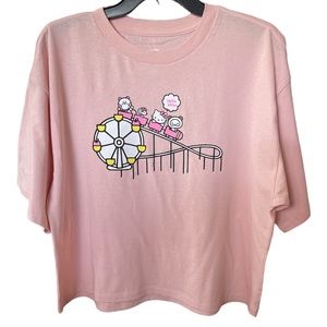 Sanrio Hello Kitty Roller Coaster Ride Shirt Pink NWOT XS